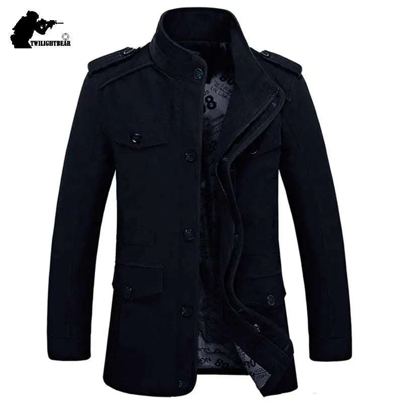 Herren Militärstil Freizeitjacke – Outdoor Übergangsjacke mit Knopfleiste und Schulterklappen