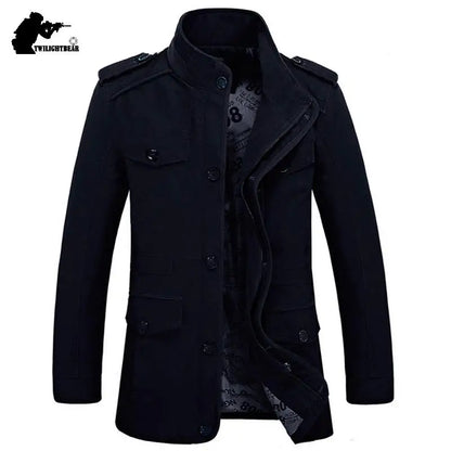 Herren Militärstil Freizeitjacke – Outdoor Übergangsjacke mit Knopfleiste und Schulterklappen