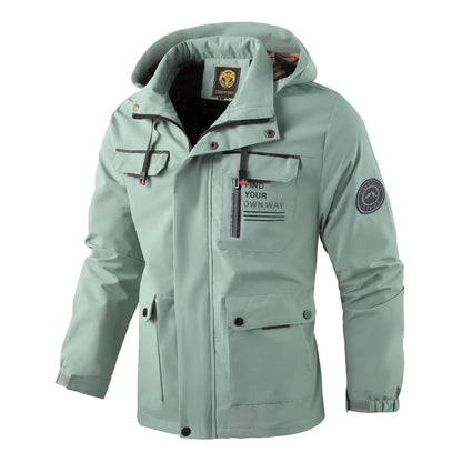 Herren Jacke mit Kapuze & Mehreren Taschen - Casual Windjacke