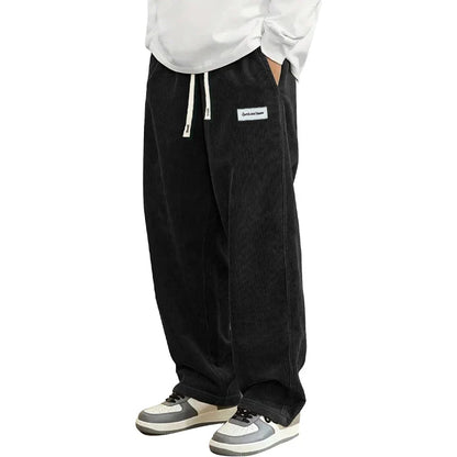 Herren Cordhose locker lässig mit Kordelzug – Weite Bein Freizeithose