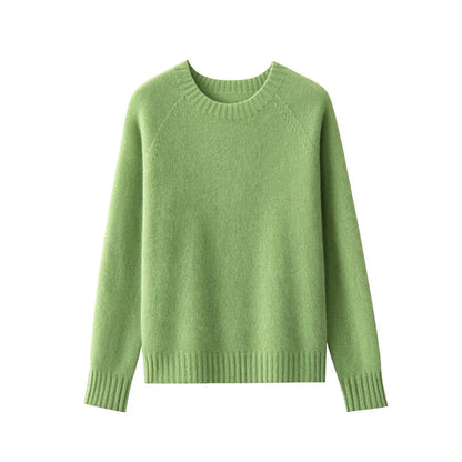 Damen Pullover Rundhals Langarm Strickpullover Einfarbig