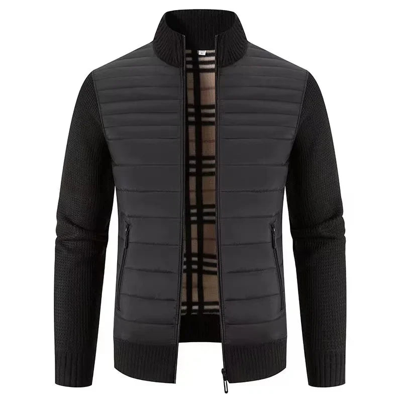 Herren Strickjacke im koreanischen Stil – Elegante Freizeitjacke mit Fleecefutter und Slim Fit