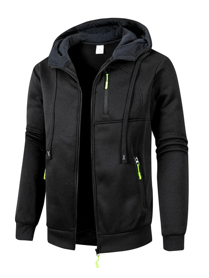 Herren Kapuzenjacke mit Reißverschluss und Taschen Warm