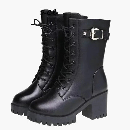 Damen Winter-Stiefeletten mit Absatz – Modische Schnürboots für kalte Tage