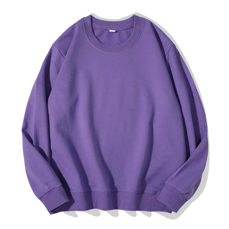 Unisex Langarm Sweatshirt Rundhalsausschnitt Freizeit Pullover Einfarbig