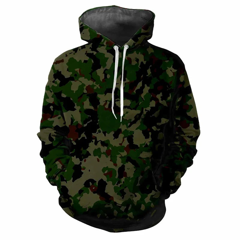 Hoodie Camouflage-Muster Grün Kängurutasche Kapuzenpullover