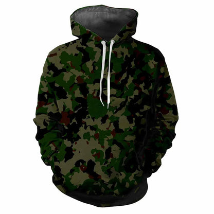 Hoodie Camouflage-Muster Grün Kängurutasche Kapuzenpullover