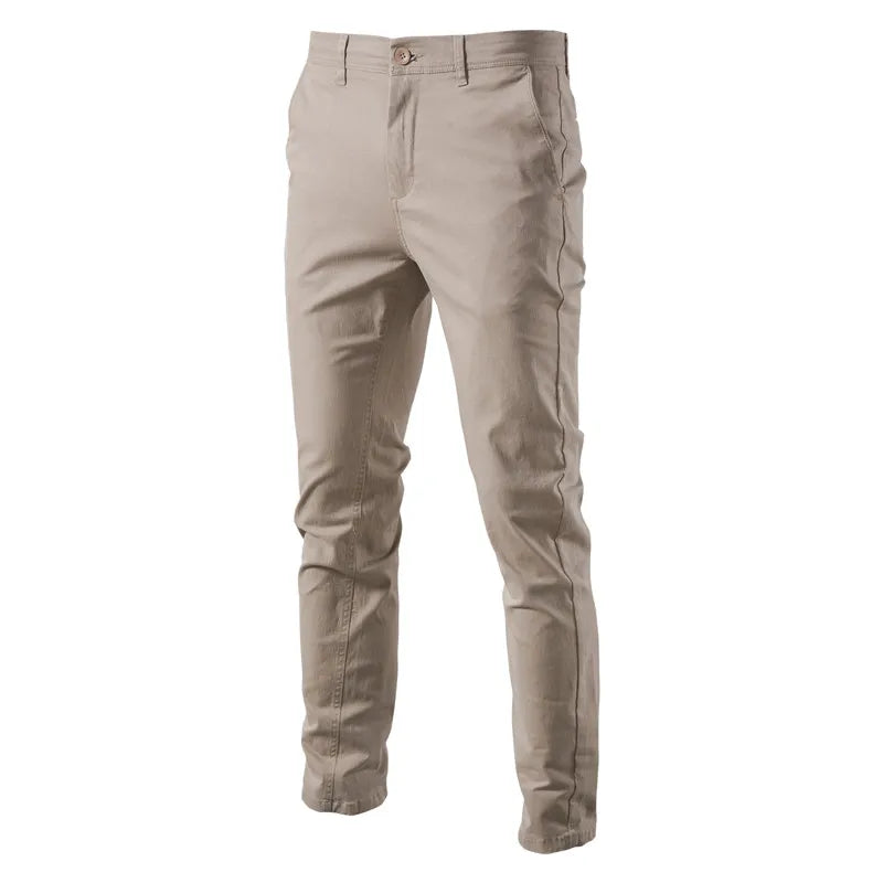 Herren Chino Hose Slim Fit Beige mit Knopfverschluss