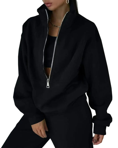 Damen Freizeit Trainingsanzug mit Reißverschluss – Bequemer Zweiteiler für Alltag und Sport