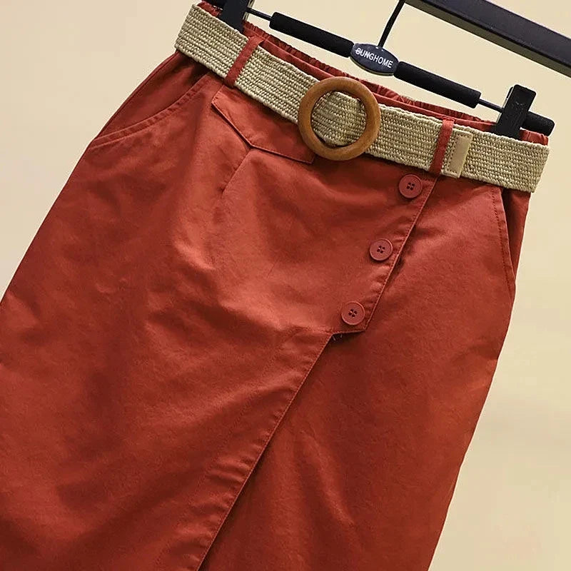 Damen Culottes Shorts mit Wickel-Optik und Gürtel, Knopfleiste, hoher Bund