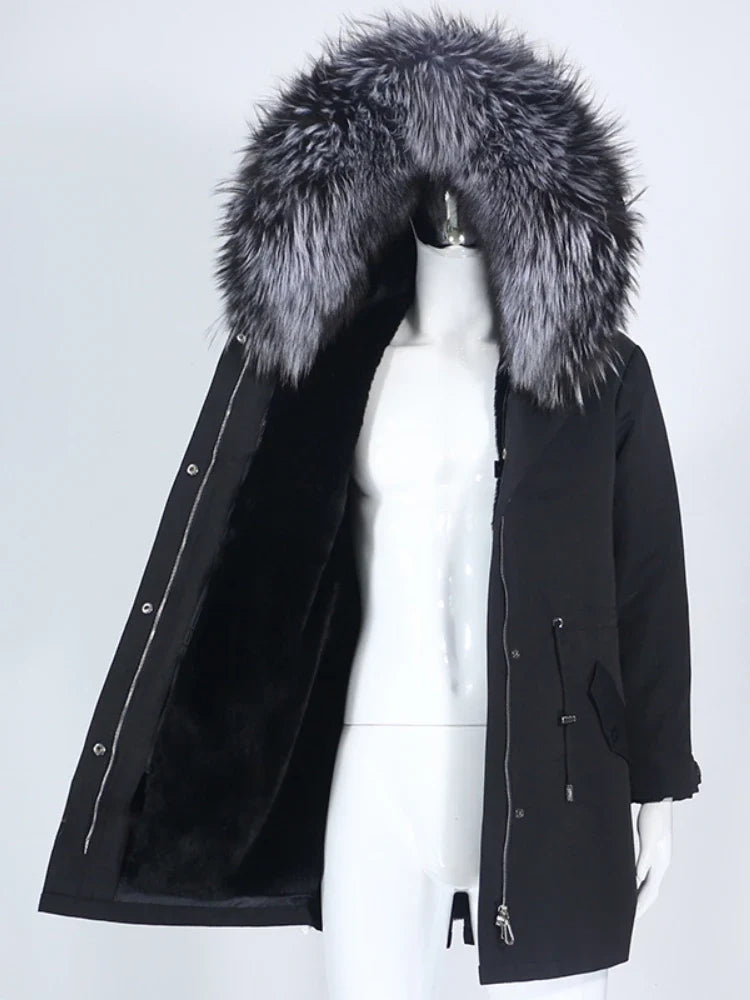 Winterparka mit Kapuze und Futter in Felloptik