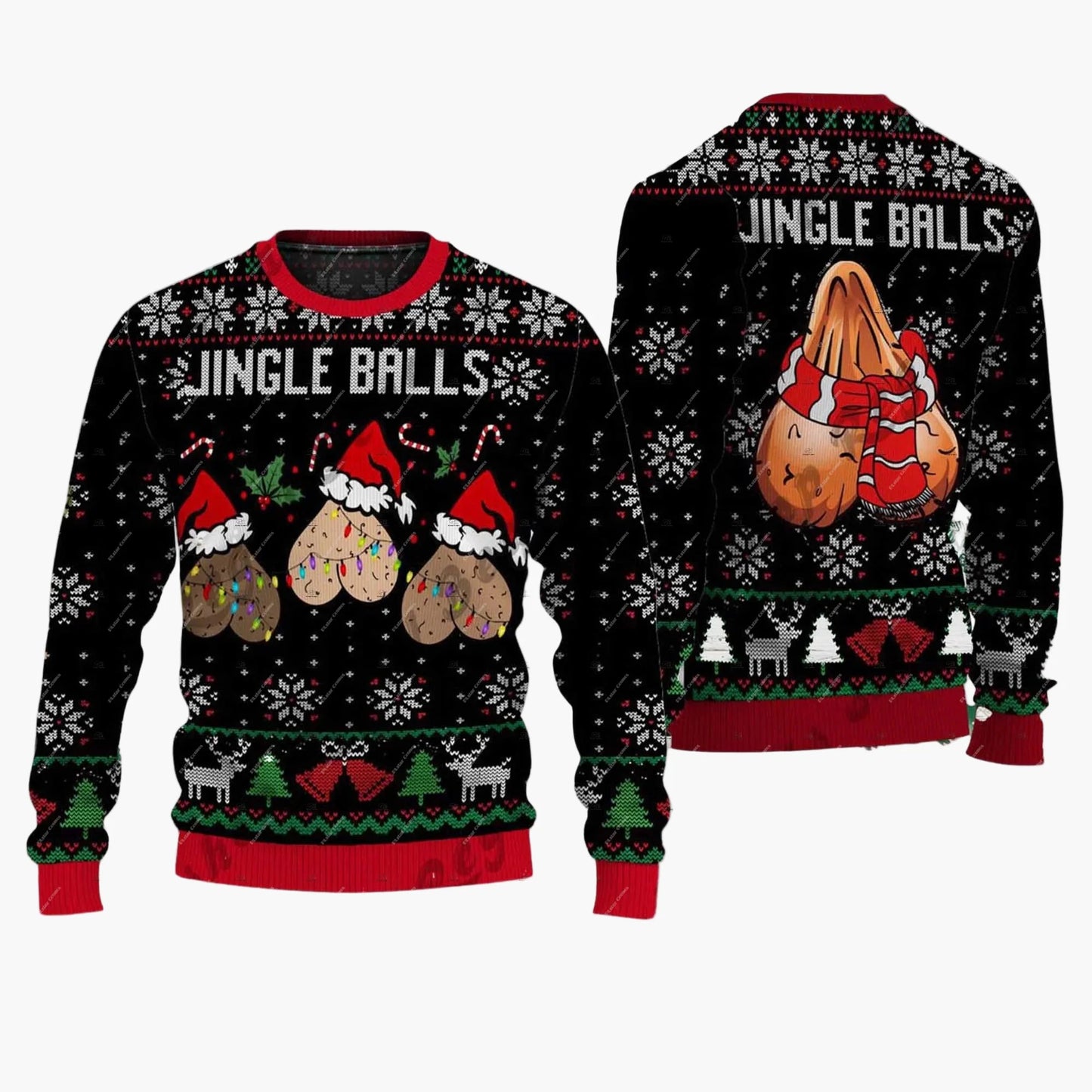 Herren Weihnachts-Pullover Ugly Christmas Sweater Jingle Balls Lustig Party