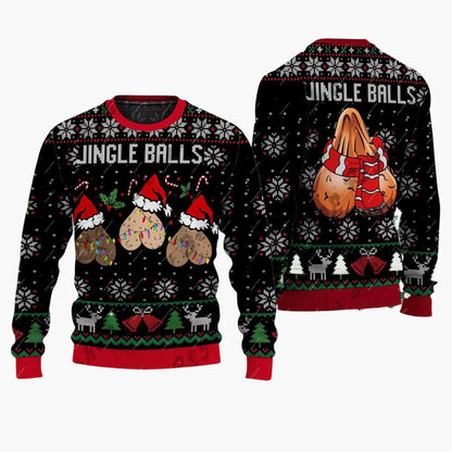 Herren Weihnachts-Pullover Ugly Christmas Sweater Jingle Balls Lustig Party