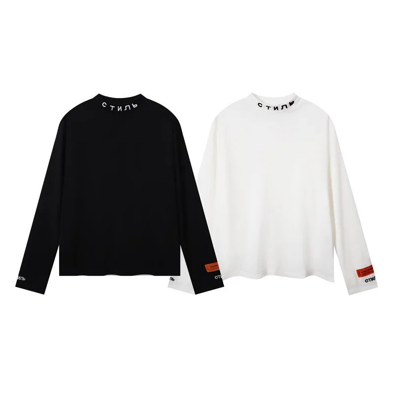Unisex Langarmshirt Rollkragen Schwarz oder Weiß
