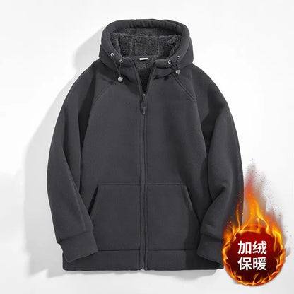 Unisex Kapuzenjacke mit Reißverschluss und Futter - Bequeme Winter Fleecejacke