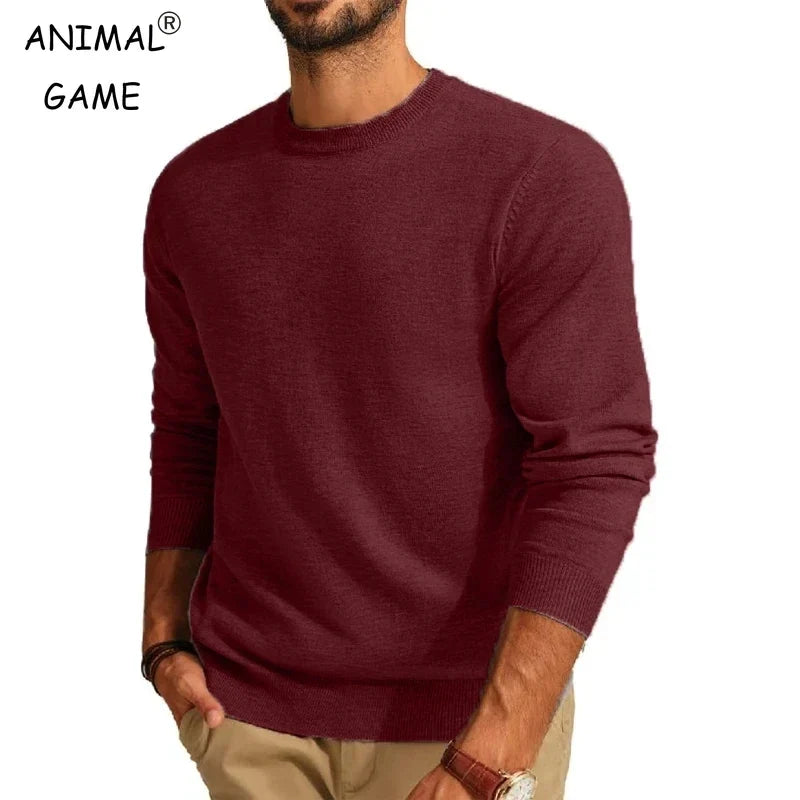 Herren Rundhals Pullover Langarm Basic Strickpullover