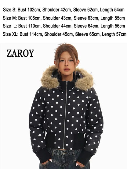 Damen Steppjacke mit Kapuze und Druckknöpfen, Winterjacke gefüttert
