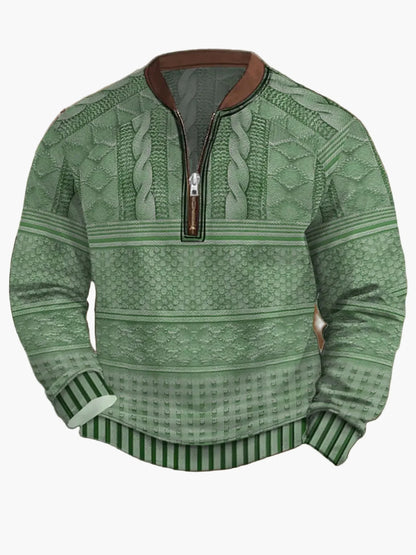 Herren Strickpullover im Street Style mit halbem Reißverschluss – Modischer Freizeitpullover für Frühling und Herbst