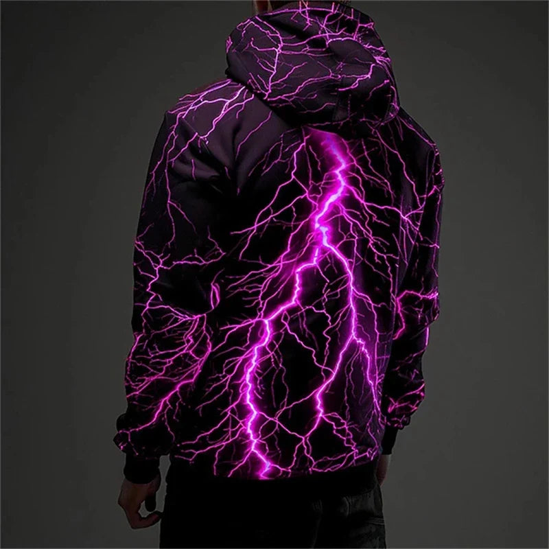 Hoodie mit Blitzmuster, Schwarz, verschiedene leuchtende Farben