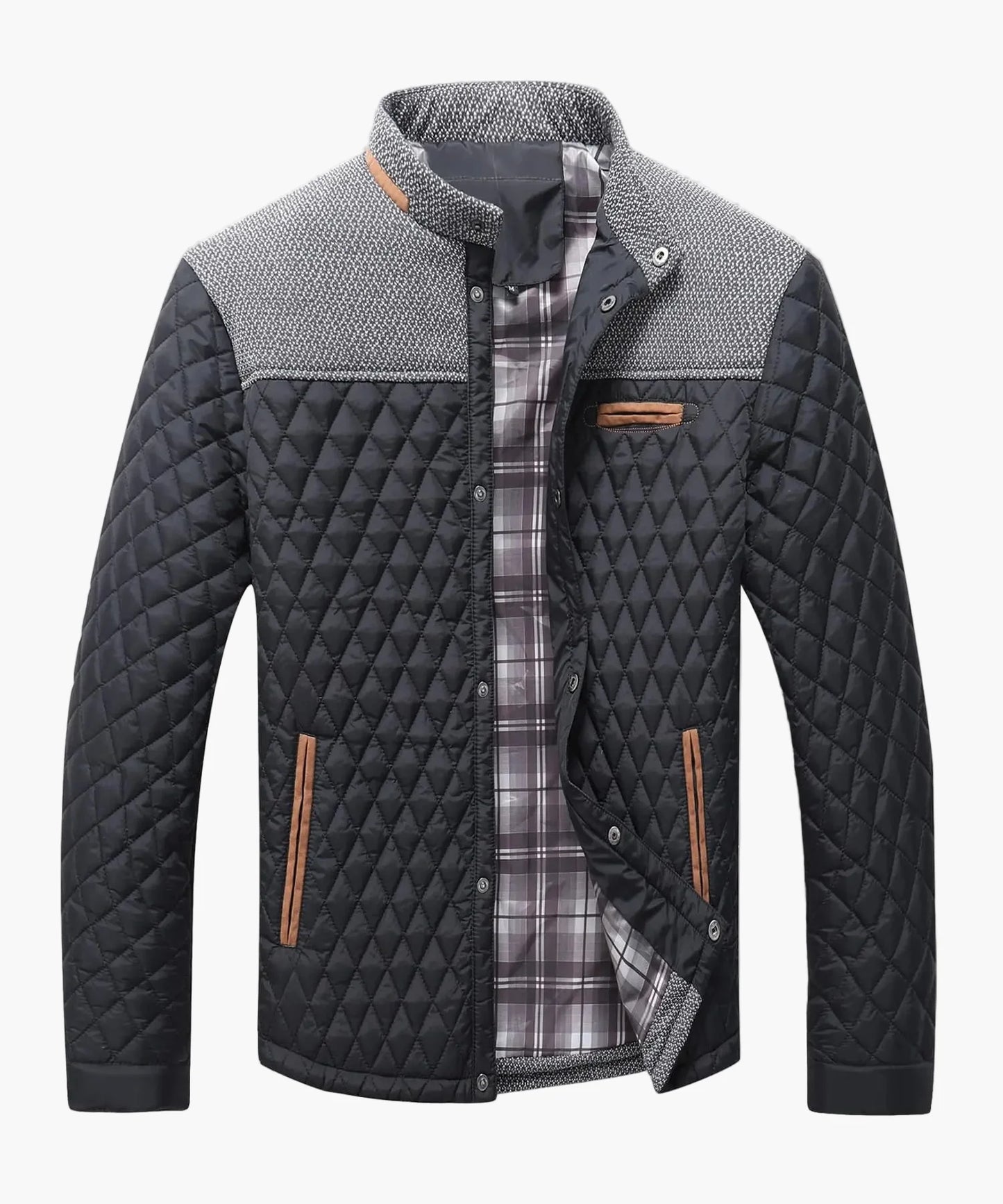 Herren Steppjacke Casual Bomberjacke mit Karofutter – Modische Übergangsjacke für Alltag und Freizeit
