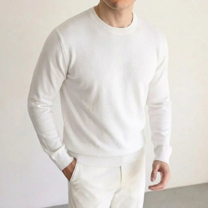 Herren Rundhals Pullover Feinstrick Langarm