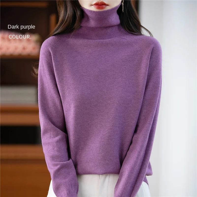 Damen Rollkragenpullover Langarm Strickpullover