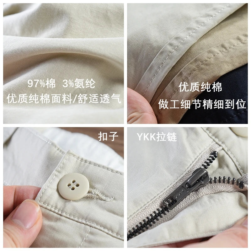Herren Chino Hose in Dunkelblau, Khaki und Hellbeige, Komfortabler Schnitt