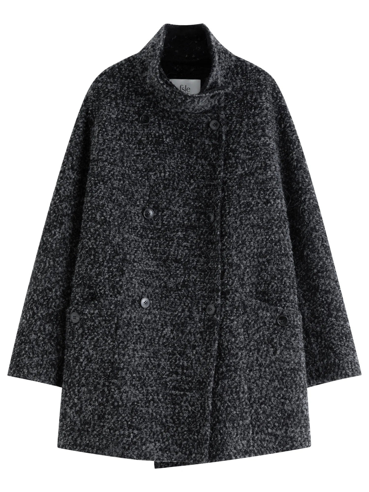 Kurzer Tweed-Mantel Damen Zweireihig Anthrazit