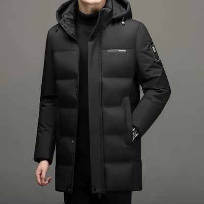Herren Winter Steppjacke mit Kapuze Gefüttert Lang