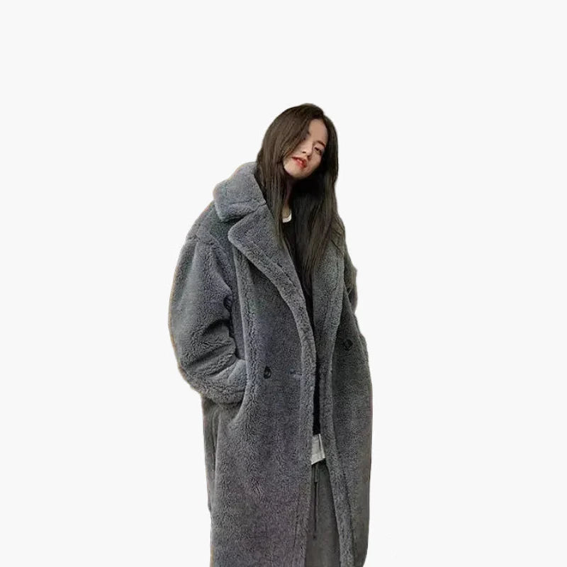 Damen Langer Plüsch Kunstfell Mantel – Modischer Wintermantel für stilvolle Outfits
