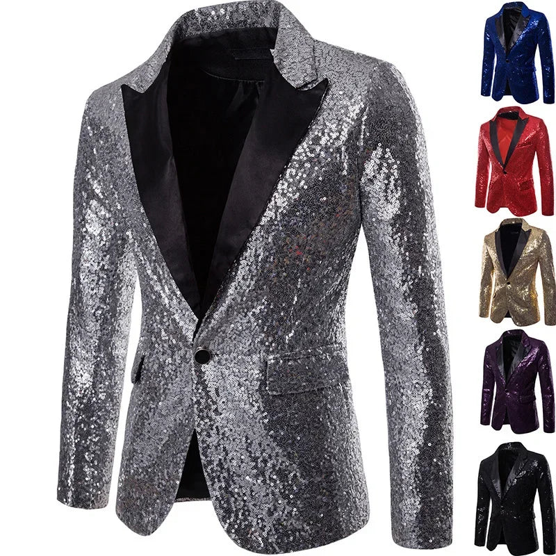 Herren Glitzer Pailletten Sakko – Party & Event Blazer im auffälligen Design