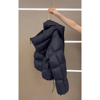 Damen Steppjacke Schwarz mit Kapuze Kurz Jacke Gesteppt Warm