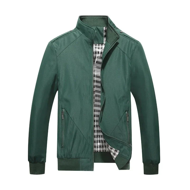 Herren Freizeit Bomberjacke mit Stehkragen und Reißverschluss, Windbreaker Übergangsjacke