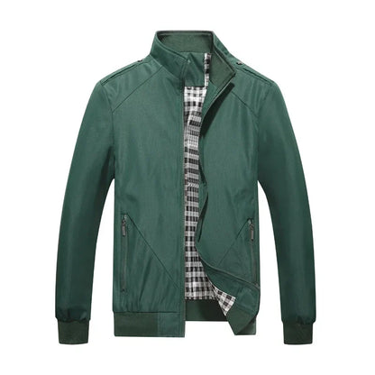 Herren Freizeit Bomberjacke mit Stehkragen und Reißverschluss, Windbreaker Übergangsjacke