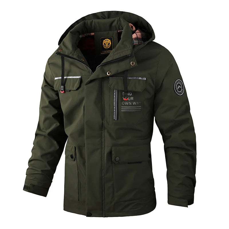 Herren Jacke mit Kapuze & Mehreren Taschen - Casual Windjacke