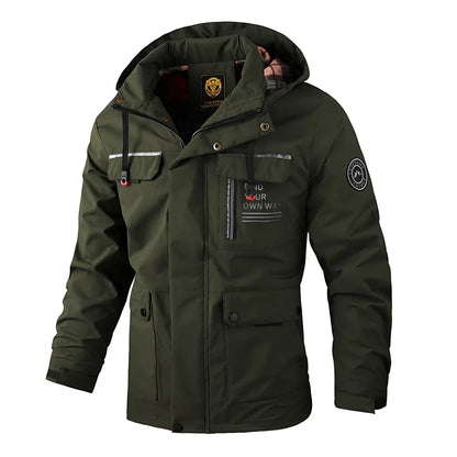 Herren Jacke mit Kapuze & Mehreren Taschen - Casual Windjacke