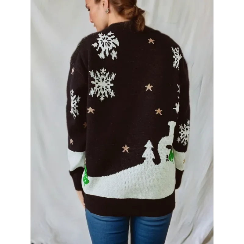 Damen Weihnachtspullover mit Lebkuchenmann-Motiv