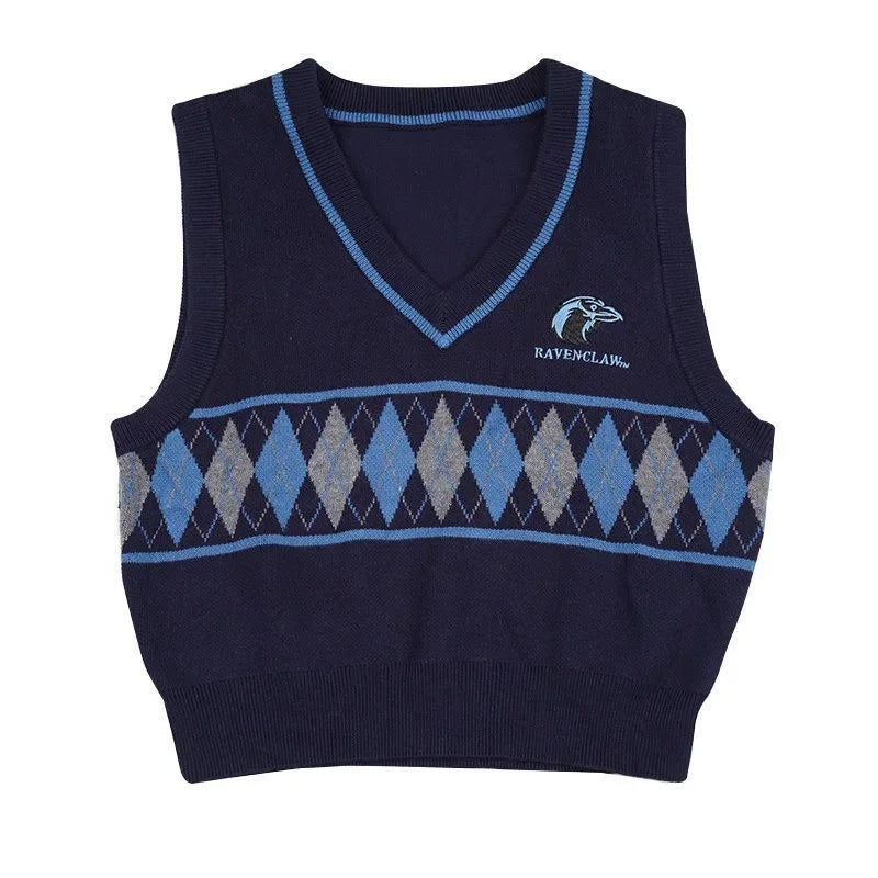 Damen Strickweste V-Ausschnitt Argyle Muster