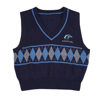 Damen Strickweste V-Ausschnitt Argyle Muster