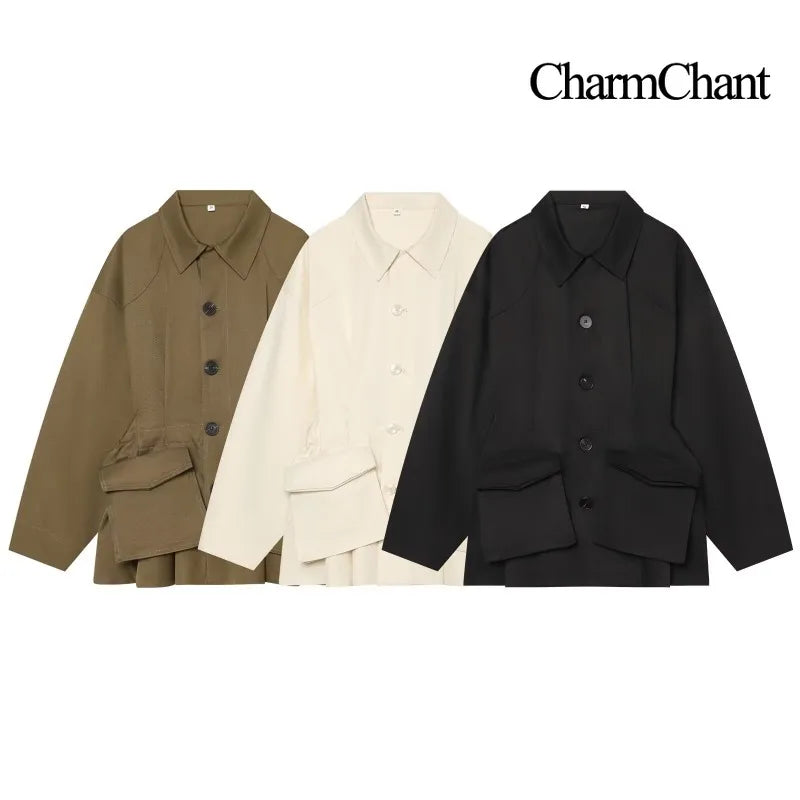 Übergangsjacke mit Kragen und Pattentaschen Locker geschnitten