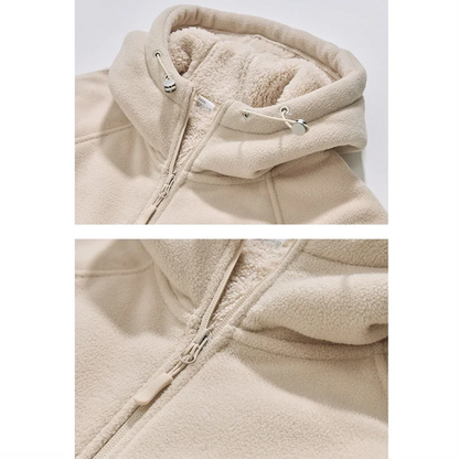 Unisex Kapuzenjacke mit Reißverschluss und Futter - Bequeme Winter Fleecejacke