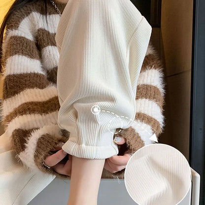 Damen Cordhose gefüttert mit Plüsch weites Bein Beige