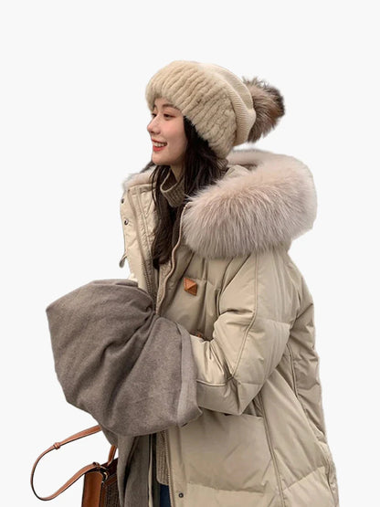 Damen Winterparka mit Kapuze und Kunstpelzkragen – Modischer Outdoor Mantel für kalte Tage
