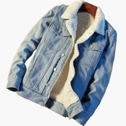 Herren Lässige Sherpa-gefütterte Denim Jacke für Herbst und Winter – Freizeitmode mit Komfort
