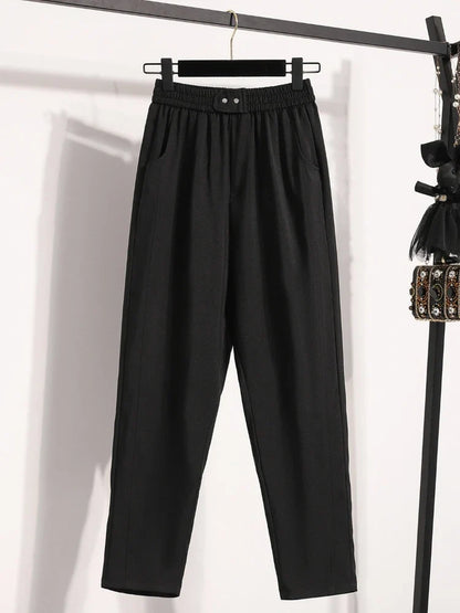 Damen Hose mit elastischem Bund, weitem Bein und Taschen