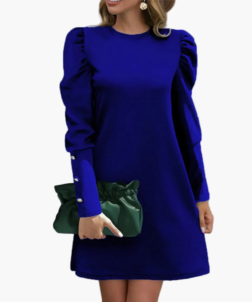 Damen Elegantes Minikleid mit Puffärmeln – Perfekt für Büro und festliche Anlässe
