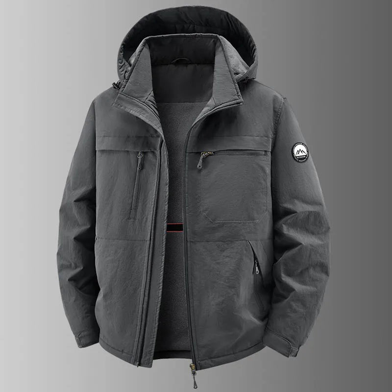 Herren Outdoor Jacke mit Kapuze & Reißverschlusstaschen