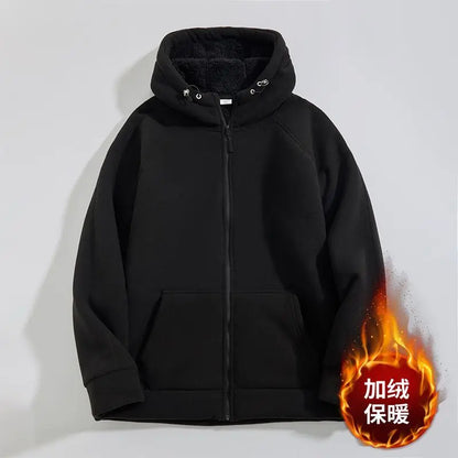Unisex Kapuzenjacke mit Reißverschluss und Futter - Bequeme Winter Fleecejacke