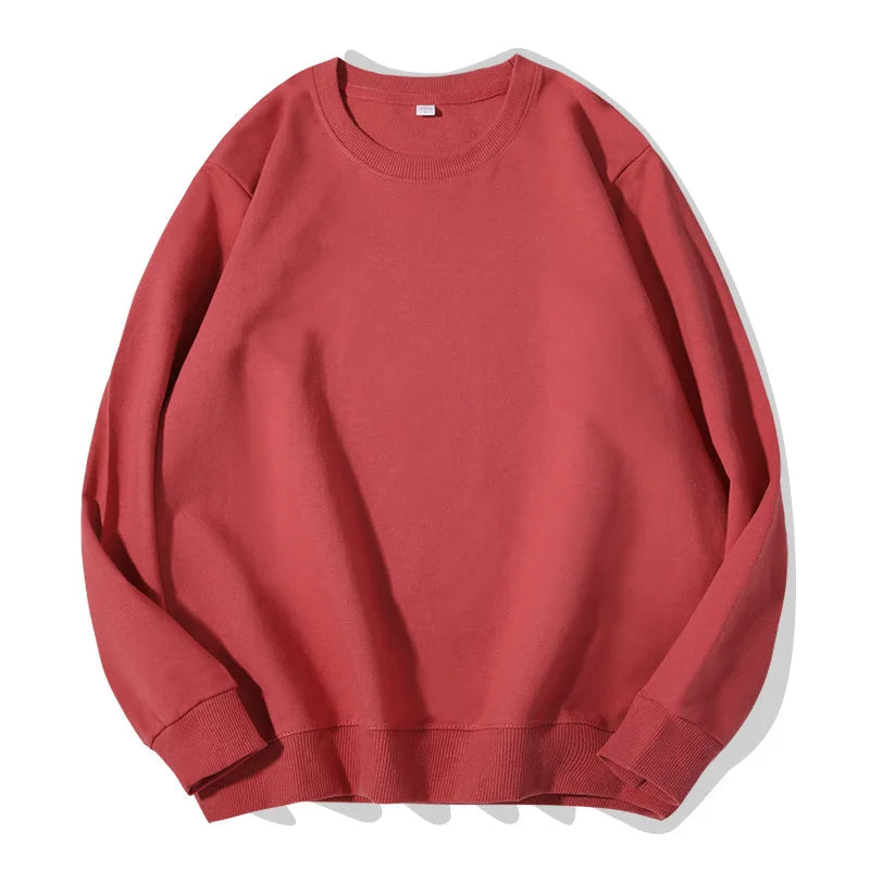 Unisex Langarm Sweatshirt Rundhalsausschnitt Freizeit Pullover Einfarbig