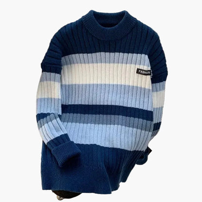 Herren Grobstrick Pullover mit Streifen – Modischer Freizeit-Sweater für Herbst & Winter